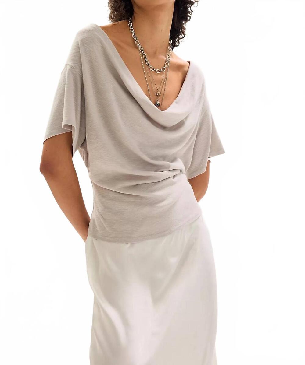 NEW FREE PEOPLE waterfall cowl-neck top in beige